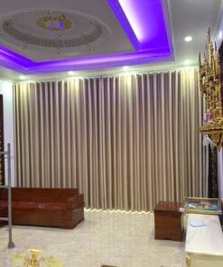 Rèm vải 2 lớp màu vàng