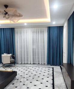 Rèm Vải 2 Lớp Màu Xanh Sang Trọng